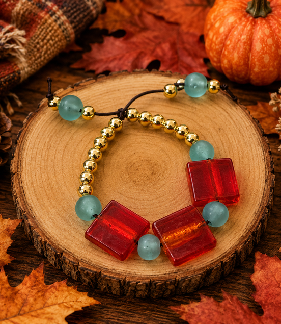 Caribbean Autumn Dark Orange Bracelet - Georgie Rosario Jewelry and more...
