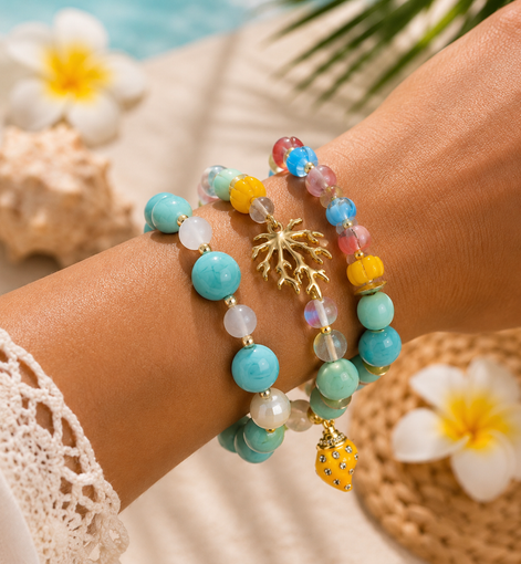 Tropical Coral Trio - Georgie Rosario Jewelry and more...