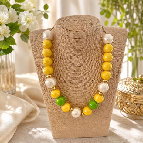 Yellow and Green Statement Necklace