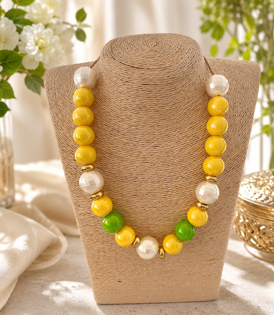 Yellow and Green Statement Necklace