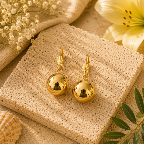 Golden Sphere Drop Earrings ✨