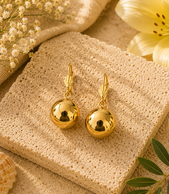 Golden Sphere Drop Earrings ✨ - Georgie Rosario Jewelry and more...
