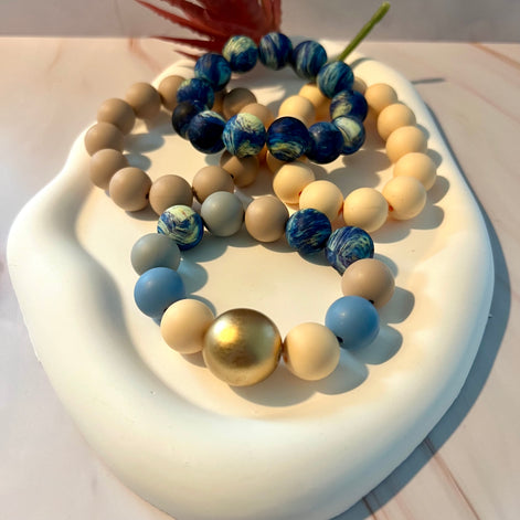 Beige and Blue Bracelets Set - Georgie Rosario Jewelry and more...