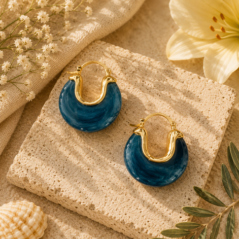 Marble dark blue earrings