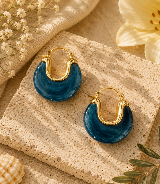 Marble dark blue earrings - Georgie Rosario Jewelry and more...