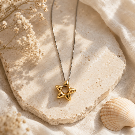Golden Star Glow Necklace - Georgie Rosario Jewelry and more...