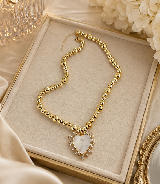 Pearly Heart Radiance Necklace - Georgie Rosario Jewelry and more...