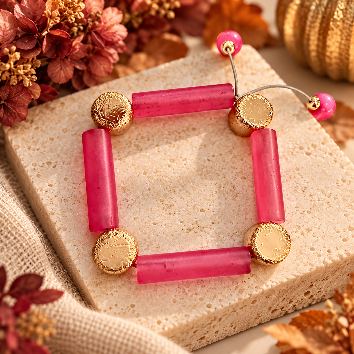 Fuschia & Gold Bracelet