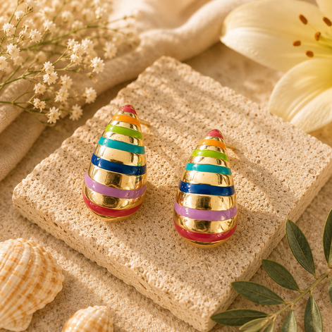 Rainbow Gold Teardrop Earrings 🌈✨