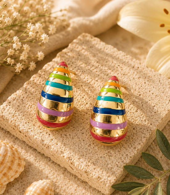 Rainbow Gold Teardrop Earrings 🌈✨ - Georgie Rosario Jewelry and more...