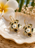 Golden pearl bloom earrings