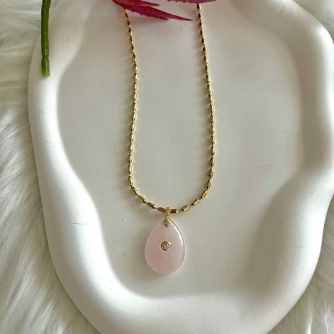 Audrey Drop Pink Quartz Choker - Georgie Rosario Jewelry and more...