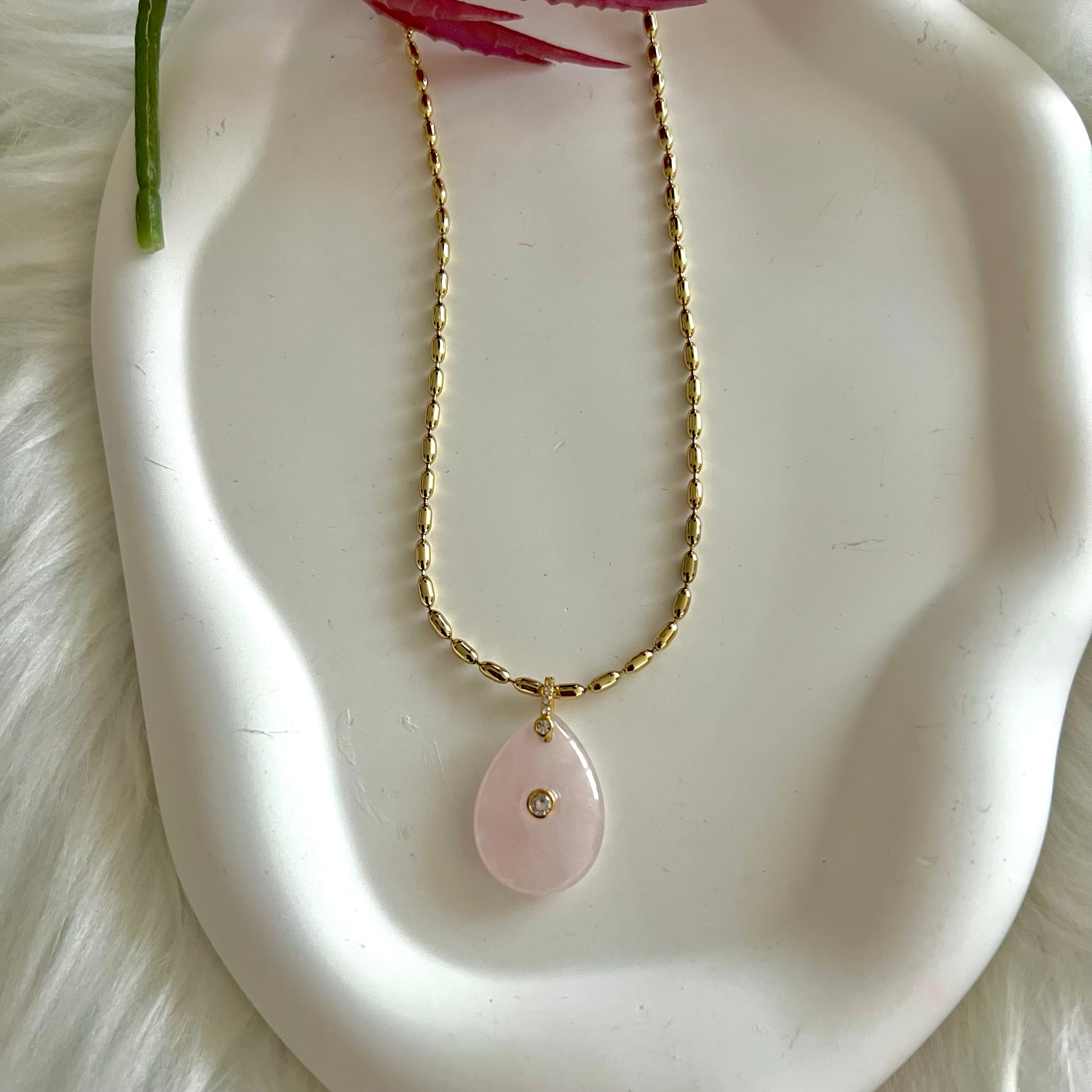 Audrey Drop Pink Quartz Choker - Georgie Rosario Jewelry and more...