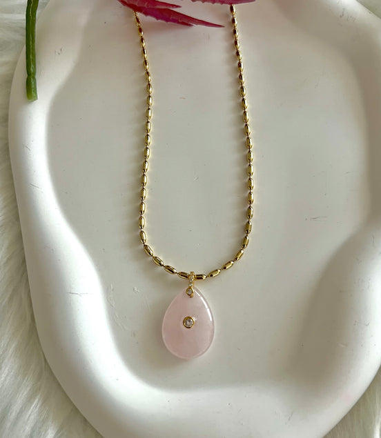 Audrey Drop Pink Quartz Choker - Georgie Rosario Jewelry and more...