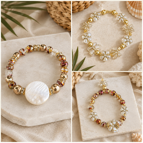 Autumn Pearl Bracelets Trio