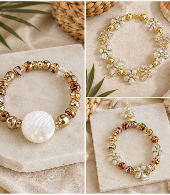 Autumn Pearl Bracelets Trio - Georgie Rosario Jewelry and more...