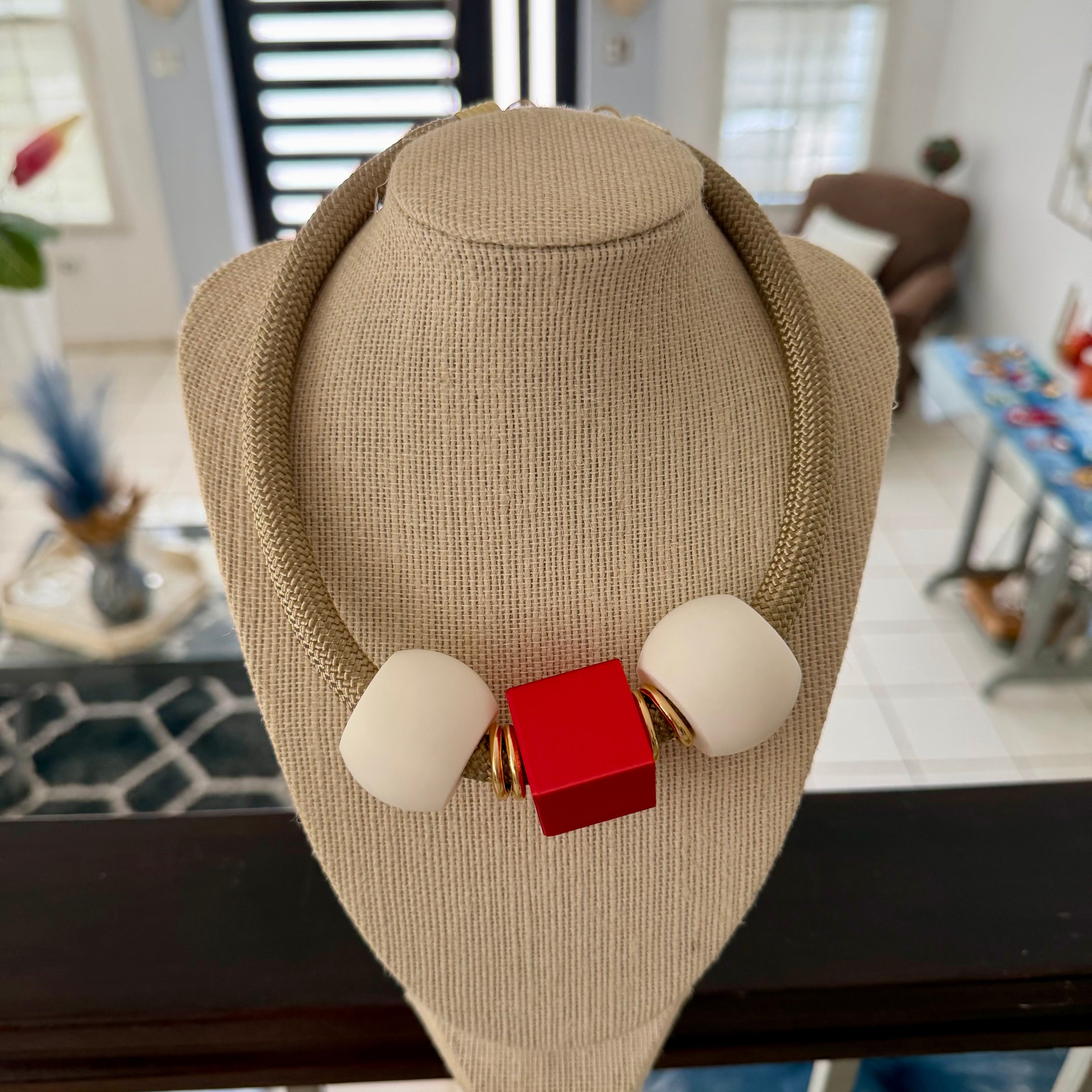 Modern Geo Lightweight Red Choker - Georgie Rosario Jewelry and more...