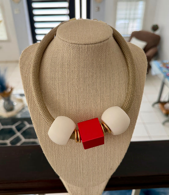 Modern Geo Lightweight Red Choker - Georgie Rosario Jewelry and more...