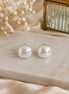 White Button Earrings
