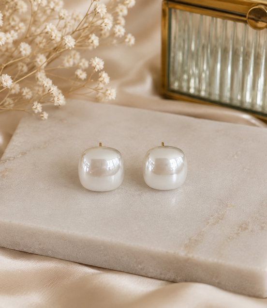 White Button Earrings - Georgie Rosario Jewelry and more...