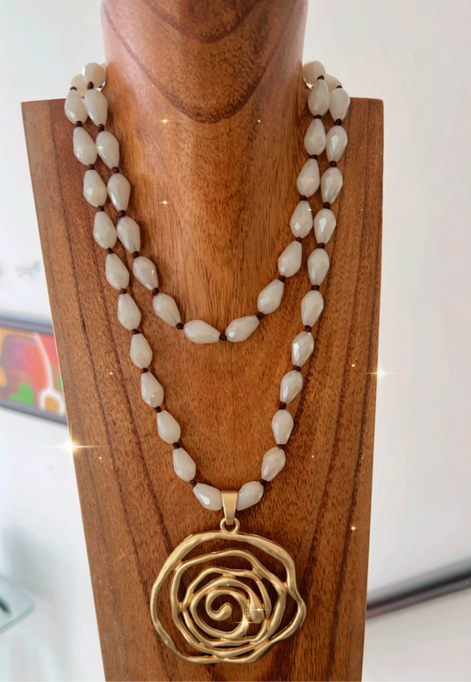 Beige Spiral Necklace - Georgie Rosario Jewelry and more...