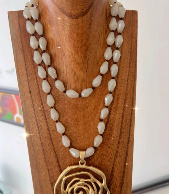 Beige Spiral Necklace - Georgie Rosario Jewelry and more...