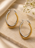 Two tones oval hoops earrings - Georgie Rosario Jewelry and more...