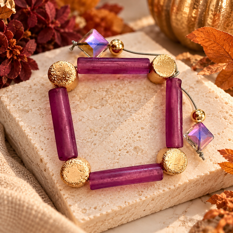 Burgundy & Gold Bracelet