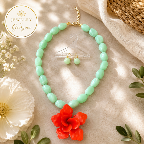 Aqua and Orange Bloom Set