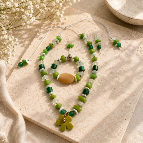 Coastal green beach set