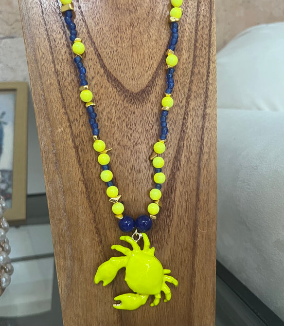 Neon Crab long necklace - Georgie Rosario Jewelry and more...