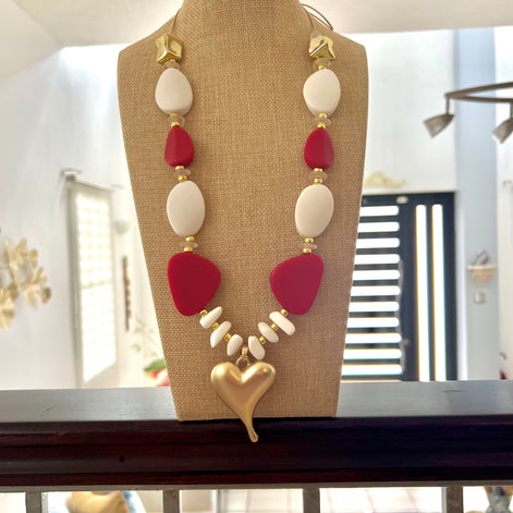 Ivy Red and White Necklace Set - Georgie Rosario Jewelry and more...