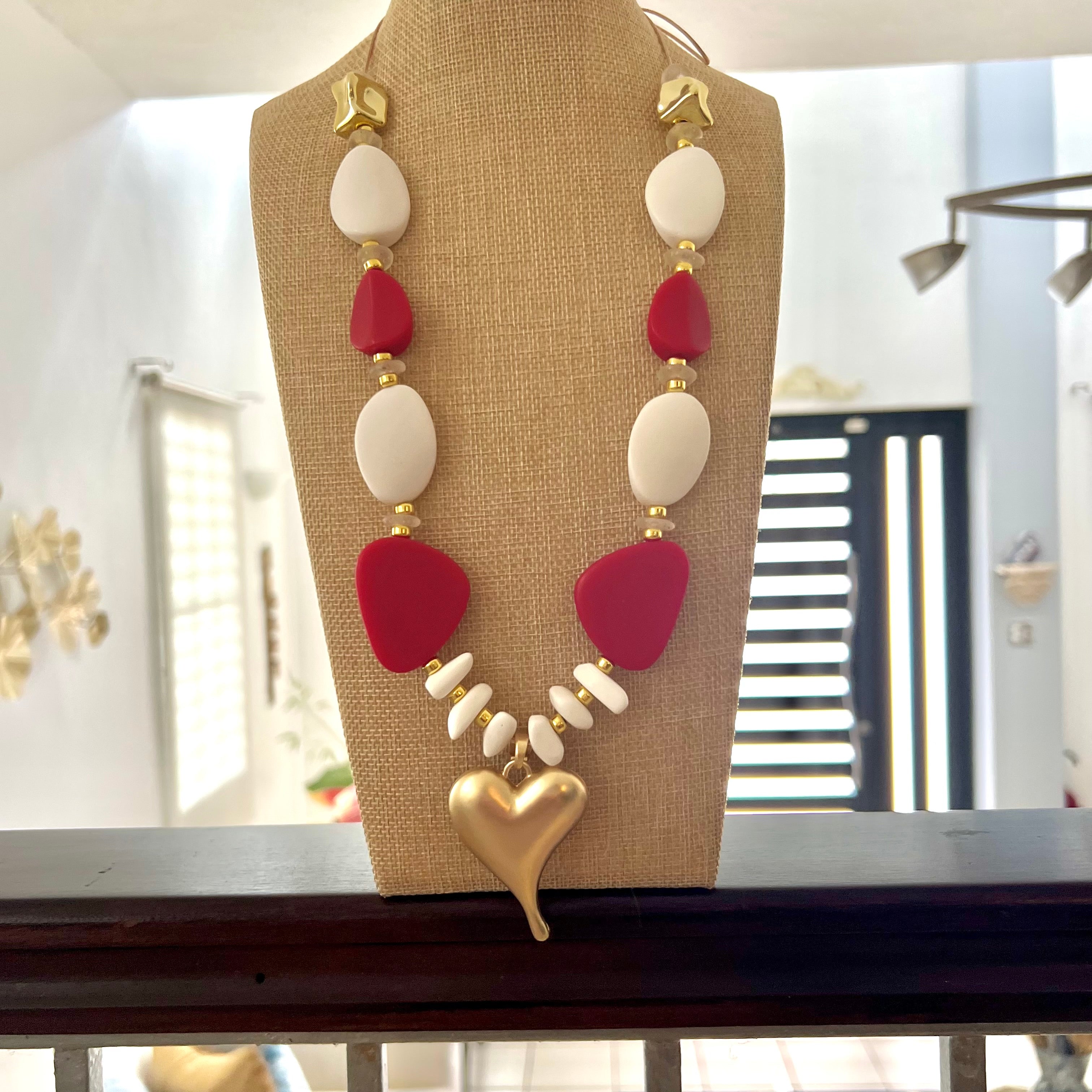 Ivy Red and White Necklace Set - Georgie Rosario Jewelry and more...