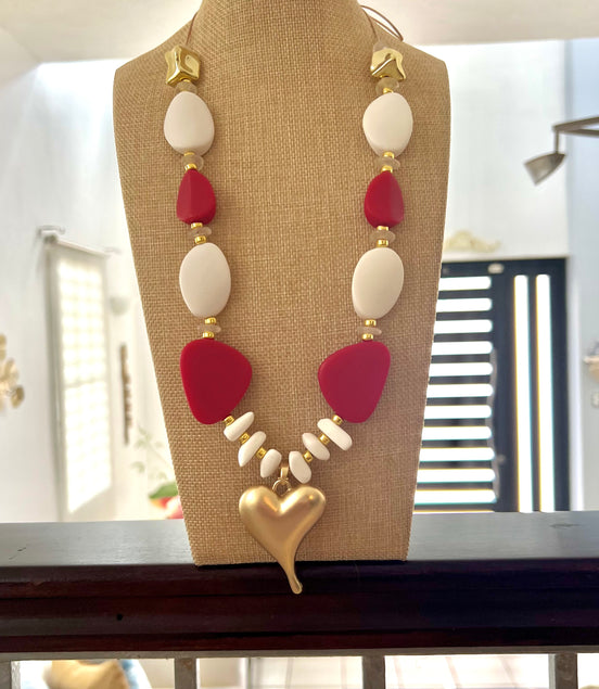 Ivy Red and White Necklace Set