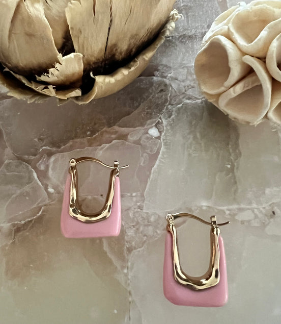 Pink Hoops Earrings