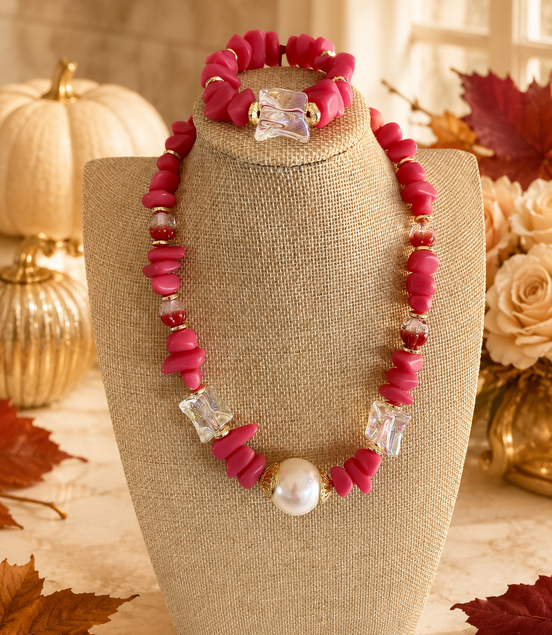 Guava Pearl Statement Set - Georgie Rosario Jewelry and more...