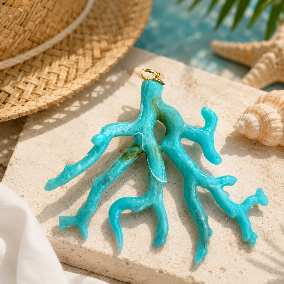 Turquoise Coral Pendant