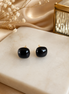 Black Button Earrings