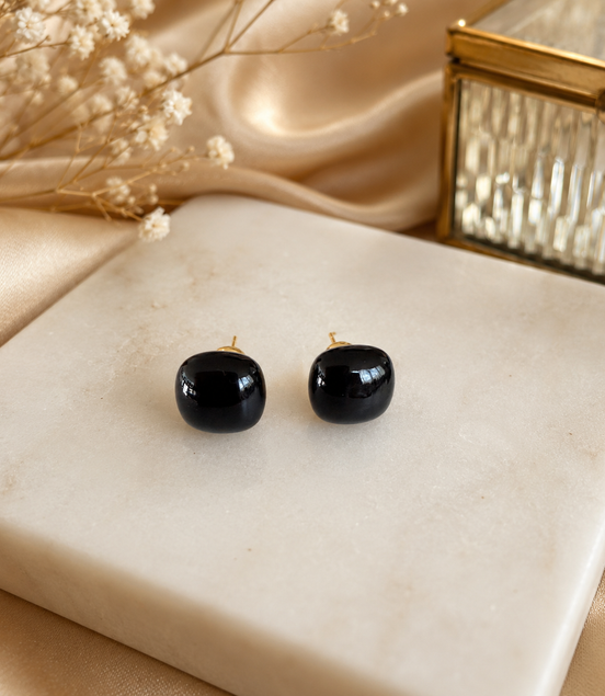 Black Button Earrings - Georgie Rosario Jewelry and more...