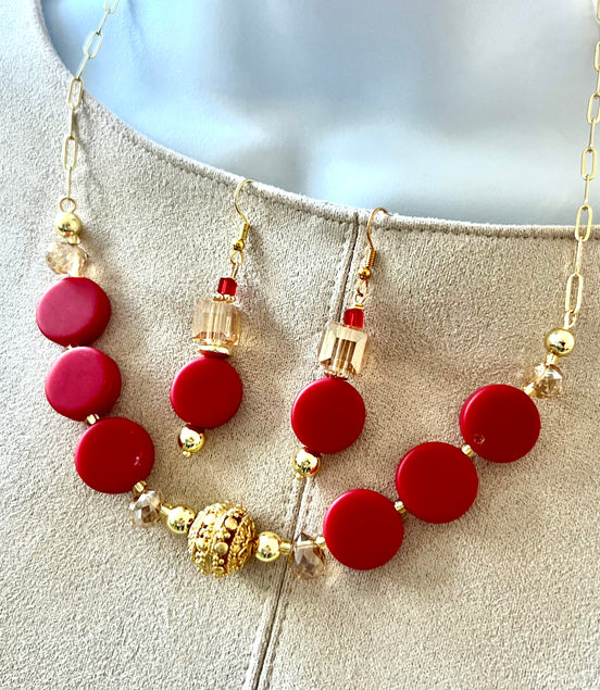 Zoe Red Choker Set