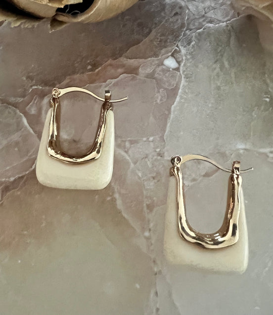 Beige Hoops Earrings