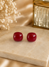 Burgundy Button Earrings