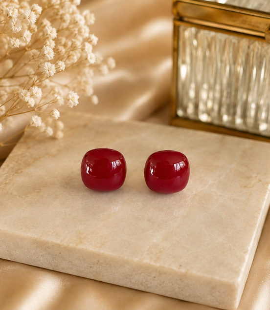 Burgundy Button Earrings - Georgie Rosario Jewelry and more...