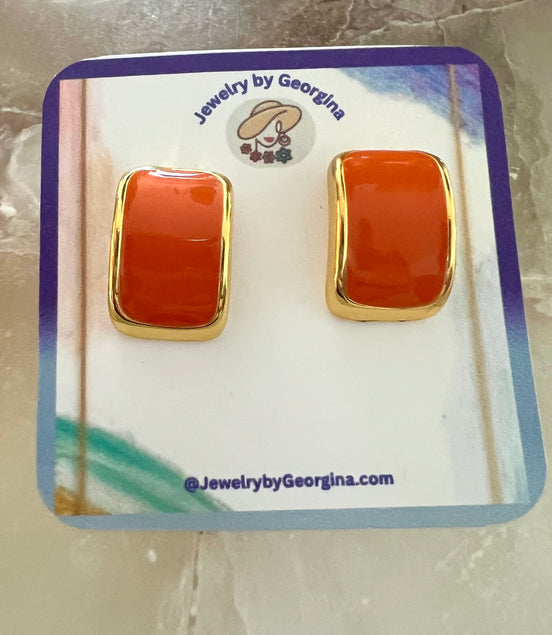 Orange Huggies  Earrings