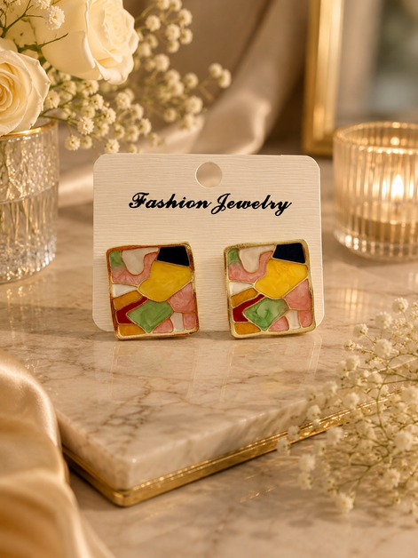 Colored little square earrings - Georgie Rosario Jewelry and more...