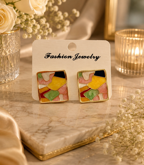 Colored little square earrings - Georgie Rosario Jewelry and more...