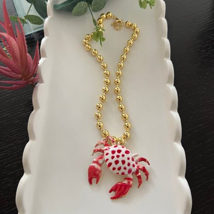 Red Spots Crab Necklace - Georgie Rosario Jewelry and more...