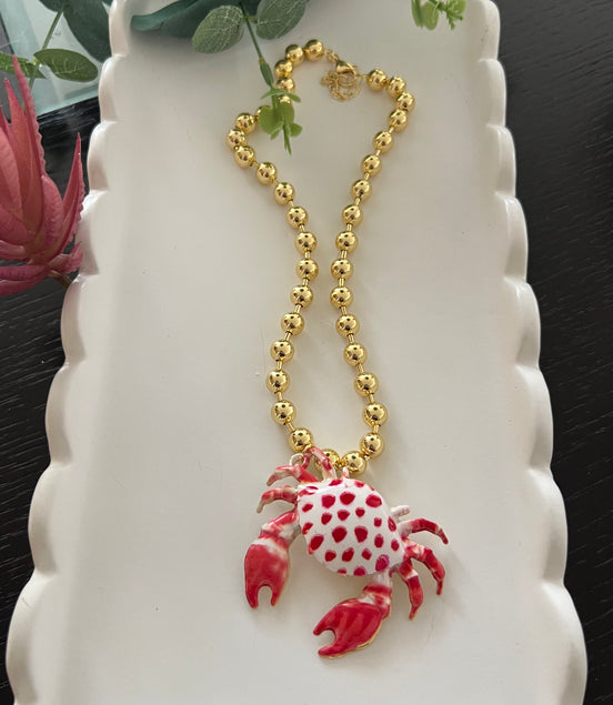 Red Spots Crab Necklace - Georgie Rosario Jewelry and more...