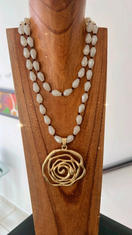 Beige Spiral Necklace - Georgie Rosario Jewelry and more...