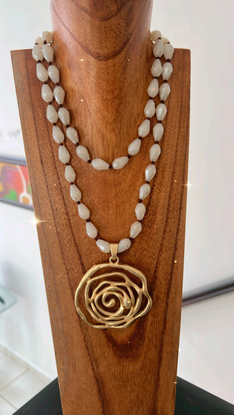 Beige Spiral Necklace - Georgie Rosario Jewelry and more...